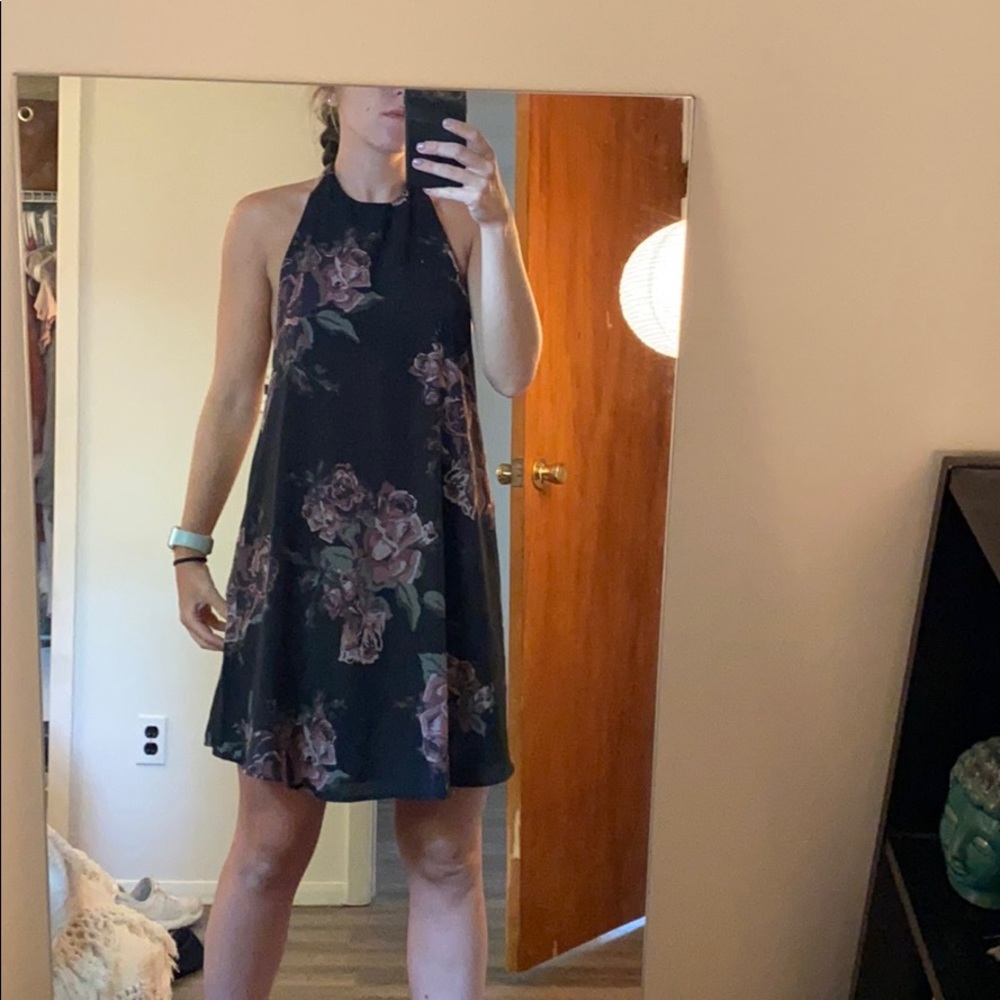 Open back halter dress